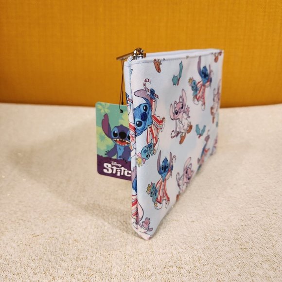 Bioworld Disney Stitch and Angel Holiday Jammies Cosmetic Bag Makeup Pouch NEW - Picture 4 of 11